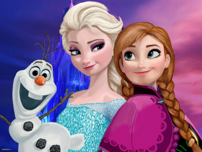 Autocolant Elsa, Anna si Olaf, 220 x 135 cm foto