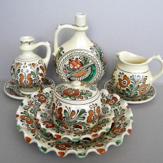 Set 8 vase ceramica originala Corund pictate manual, arta populara traditionala