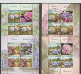 ROMANIA 2025 HORTENSII Minicoala cu 3 timbre + 1 vinieta LP.2522 MNH**