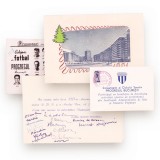 Clubul sportiv &bdquo;Progresul&rdquo;, două fotografii cu jucătorii + felicitare cu autografe