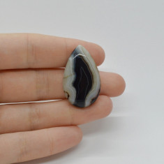 Cabochon agat negru dantelat 33x20x6mm c98