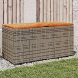 Ladă Depozitare Grădină vidaXL 110cm, Lemn Acacia, Poliratan Gri, Rezistentă Apă, Multifuncțională