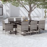 VidaXL Set mobilier de grădină cu perne, 9 piese, gri și negru