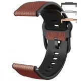 Curea hibrid silicon-piele, compatibila Huawei Watch Fit 2, cu adaptor dedicat, Carob Brown