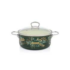Cratita cu capac sticla Golden Times Metalac, email, 24cm, 4.75l