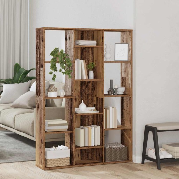 vidaXL Separator cameră/Bibliotecă, Lemn vechi, 100x24x140 cm, PAL 855842