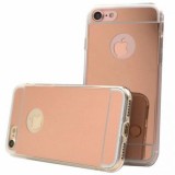 Husa iPhone 7 MyStyle Elegance Luxury Oglinda Rose-Auriu, Silicon Flexibil, Protectie Socuri si Zgarieturi, Decupaj Logo