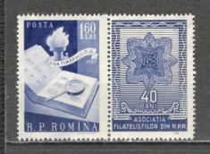 Romania.1959 Ziua marcii postale-cu vigneta YR.240 foto