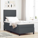 Pat cu Arcuri cu Saltea Gri 90x200 cm Țesătură de corduroy