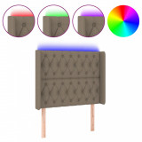 Cumpara ieftin Tablie de pat cu LED, gri taupe, 93x16x118/128 cm, textil