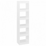 Bibliotecă/Separator cameră, alb extralucios, 40x30x166 cm