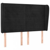 Cumpara ieftin Tablie de pat cu aripioare, negru, 147x23x118/128 cm, catifea