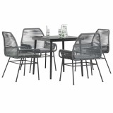 Gossi set de sufragerie de gradina 5 piese sticla poliratan gri