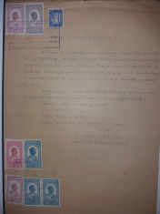 LOT 153 Document 1929 cu timbre fiscale Carol al II lea efigia in oval alb foto