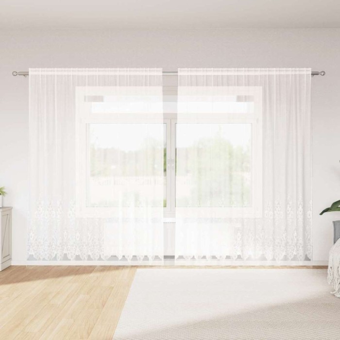 Perdele cu perdele Alb 300 x 220 cm Poliester
