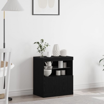 vidaXL Comodă cu Lumini LED Stejar Negru 60x37x67 cm foto