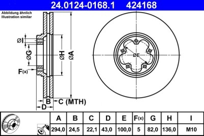ATE 24.0124-0168.1 Disc frana foto