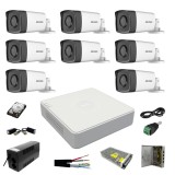 Kit supraveghere video profesional 8 camere Hikvision FULL HD Memorie stocare 2TB Inclusa SafetyGuard Surveillance