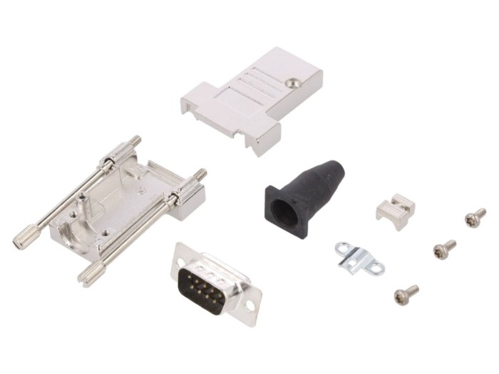 Conector D-Sub 9 pini, tată, pe cablu
