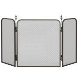 HOMCOM Paravan Pliant pentru Șemineu cu 3 Panouri, Paravan de Protecție din Metal, 96x1,3x56 cm, Negru | Aosom Romania