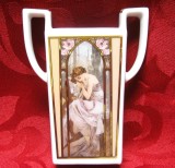 VAZA PORTELAN GOEBEL IN MINIATURA DECOR ALPHONSE MUCHA THE NIGHT - NOAPTEA 9 CM