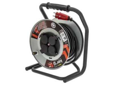 Prelungitor alimentare KERG 3x1,5mm2 bobinat cu 4 prize, negru foto