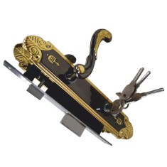 Broasca completa, pe butuc, 5 chei, galben-satinat, 85 x 40 mm