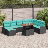 Cumpara ieftin Set de canapele pentru gradina 9 buc. Negru Rattan poli
