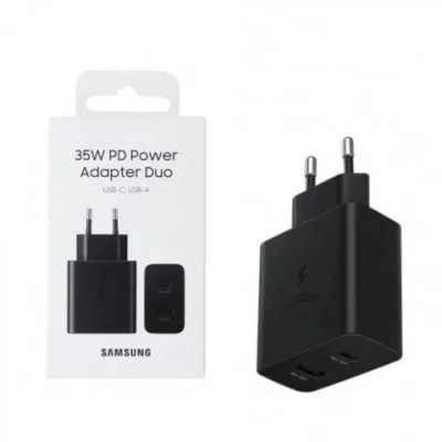 Incarcator Priza Type-C USB, PD 35W, QC 3.0 15W Samsung (EP-TA220NBEGEU) Negru foto