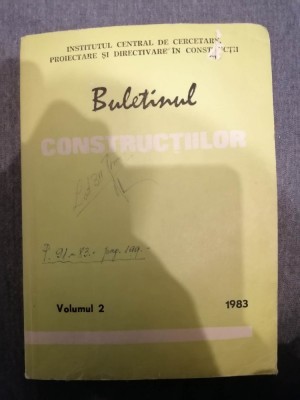 Buletinul Constructiilor Volumul 2 anul 1983 foto