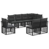 vidaXL Set de canapele de exterior 8 pcs Negru și Gri &icirc;nchis Poliester 3437699