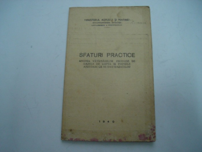 Sfaturi practice asupra vatamarilor produse de gazele de lupta, 1940