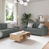 VidaXL Set canapea, 3 piese, perne gri &icirc;nchis, textil
