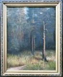 Cumpara ieftin Peisaj cu pădure - pictură &icirc;n ulei, nesemnată