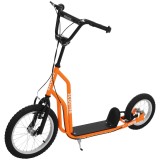 HOMCOM Kinderroller ab 5 jahre Trotinetă Tretinoter Cityroller Copii Scooter Kickboard cu Roți Gonflabile16/12 Inch Portocaliu 135 x 58 x 88-94 cm | A