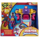 Marvel iron man si prietenii sai uimitori set vehicul 2 in 1 si figurina iron heart