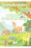 Animale din savana si padure - Carte de colorat cu abtibilduri