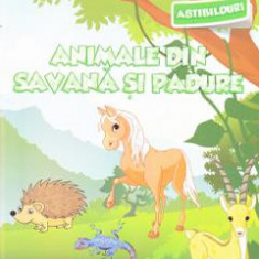 Animale din savana si padure - Carte de colorat cu abtibilduri