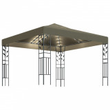 Pavilion cu șiruri de lumini LED, gri taupe, 3x3m,