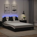 VidaXL Cadru de pat cu LED, negru și alb, 120x200 cm, piele ecologică