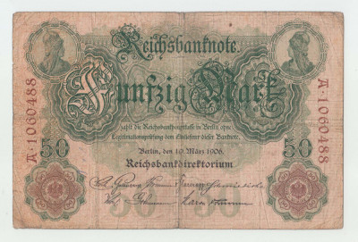 GERMANIA - 50 MARK MARCI 1906 , B1.27 foto