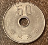 C50 - Moneda foarte veche - Japonia - 50 yen - era Heisei an 1 - 1989