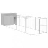 Cusca de caine &amp; tarc gri deschis 214x865x181cm otel galvanizat GartenMobel Dekor, vidaXL