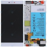 Huawei P8 (GRA-L09) Capac frontal modul display + LCD + digitizer + baterie argintie 02350GSQ 02350GRS