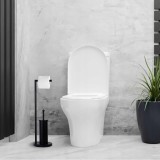 Suport hartie igienica cu perie de toaleta 2 in 1, Negru Sepio