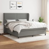 Cumpara ieftin Pat box spring cu saltea, gri &icirc;nchis, 180x200 cm, textil