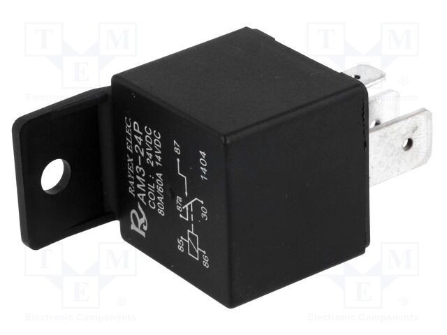 Releu electromagnetic SPDT 24VDC 80A pentru autovehicule - Recoy/RAYEX ELECTRONICS