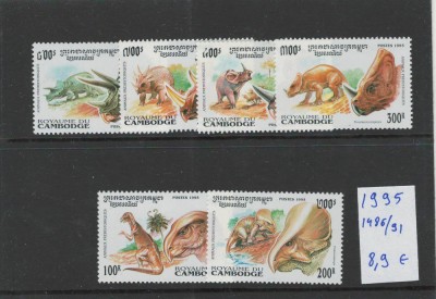 Cambodgea 1995 nestampilat - Mi 1486/91 - Dinozauri foto