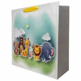 SET 10 Pungi Cadou Copii 34x34x12 cm, Model Vesel Animalute, Rezistente Elegante Practic