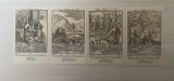 PC73 - Cehoslovacia 1975 ARTA/ Gravura/ Scene vanatoare, serie MNH, 4v, Nestampilat